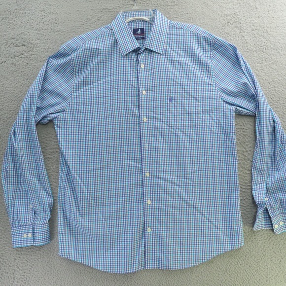 Johnnie O Shirt Mens XL Blue Purple Check Long Sleeve Button Up Casual - Picture 1 of 8